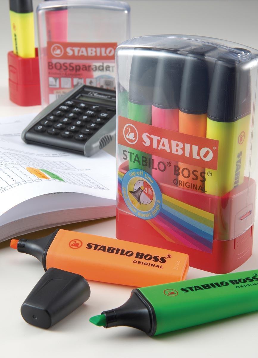 STABILO BOSS ORIGINAL markeerstift, Desk set Parade van 4 stuks in geassorteerde kleuren