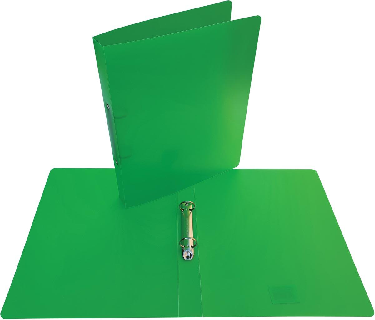 Alpha ringmap, voor ft A4, uit PP, 2 ringen van 25 mm, transparant groen