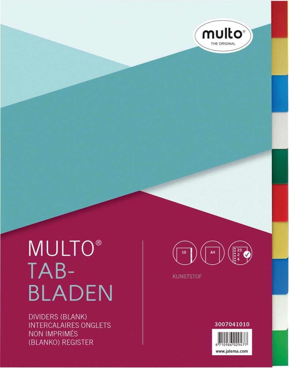 Multo tabbladen voor ft A4, 23-gaatsperforatie, 10-delig, geassorteerde kleuren