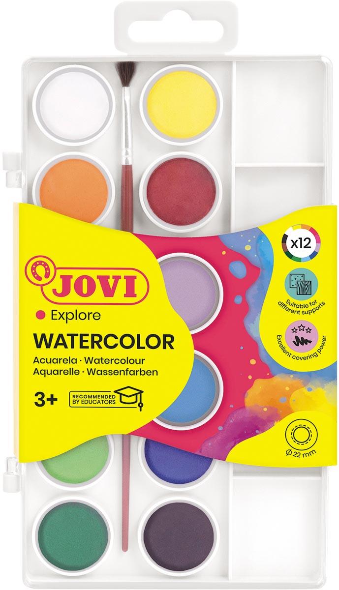 Jovi waterverf, doos met 12 napjes + penseel