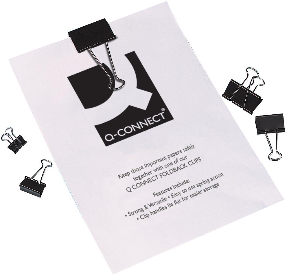 Q-CONNECT foldbackclip, zwart, 19 mm, doosje van 10 stuks