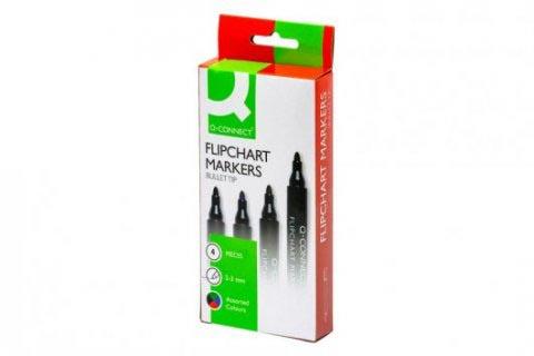 Q-CONNECT flipchartmarker, 2-3 mm, ronde punt, met clip, geassorteerde kleuren