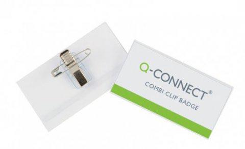 Q-CONNECT badge met combiklem 90 x 54 mm, doos van 50 stuks