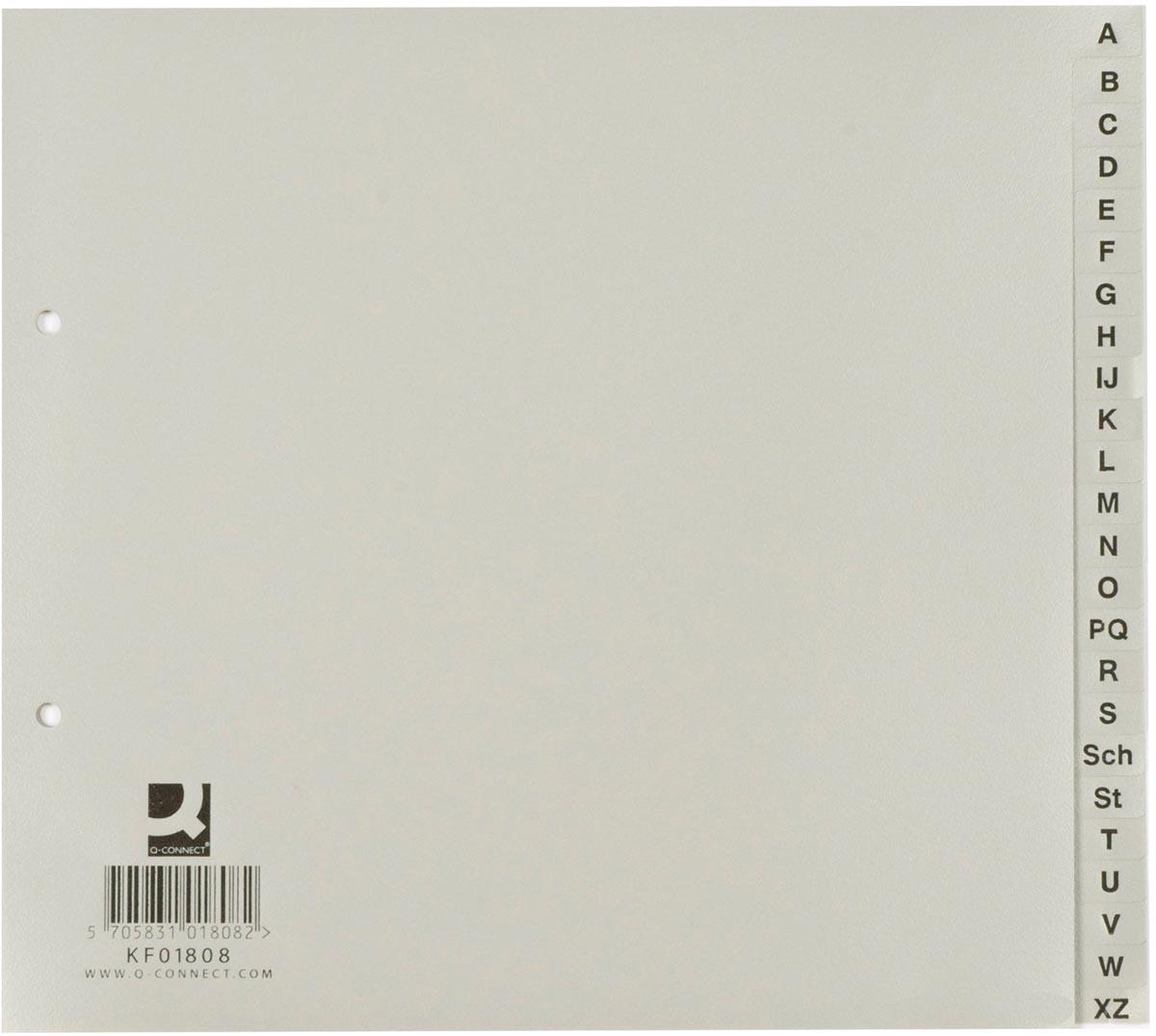 Q-CONNECT tabbladen, ft 21 x 23 cm, PP, 2-gaatsperforatie, set van A-Z, grijs