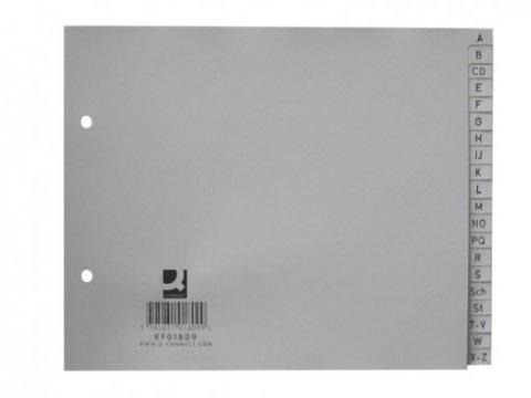 Q-CONNECT tabbladen, ft 18 x 22,5 cm, PP, 2-gaatsperforatie, set van A-Z, grijs