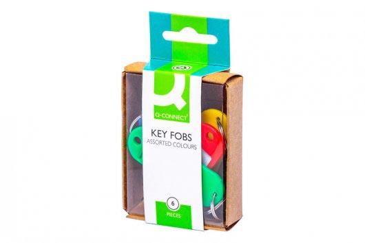 Q-CONNECT sleutelhanger, pak van 6 stuks, geassorteerde kleuren