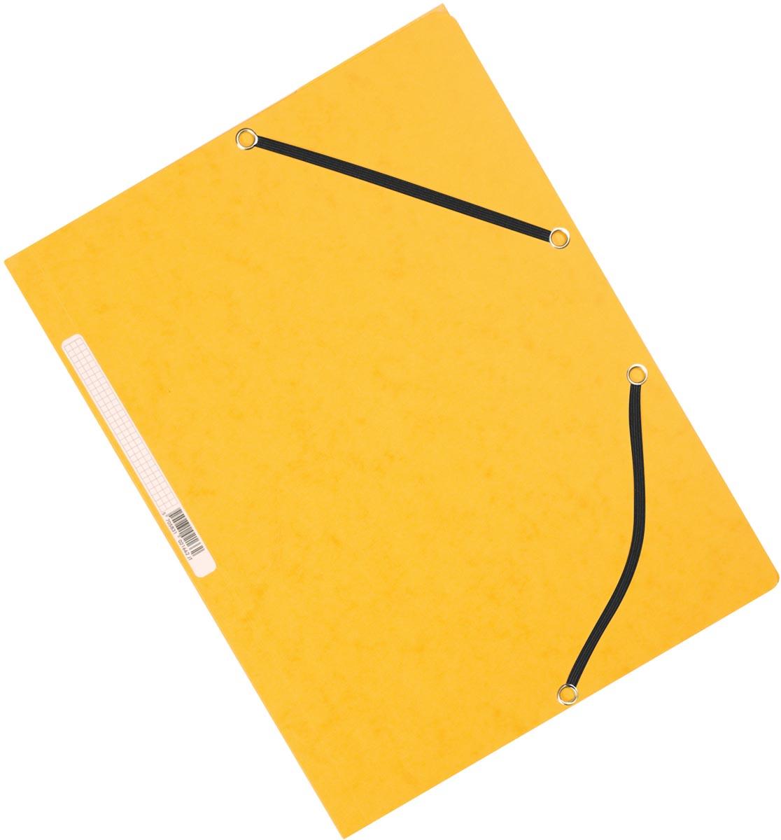 Q-CONNECT elastomap, A4, 3 kleppen en elastieken, karton, geel
