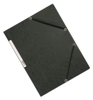 Q-CONNECT elastomap, A4, 3 kleppen en elastieken, karton, zwart