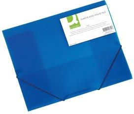 Q-CONNECT elastomap, A4, 3 kleppen en elastieken, transparant PP, blauw