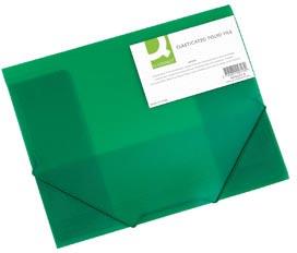 Q-CONNECT elastomap, A4, 3 kleppen en elastieken, transparant PP, groen