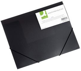 Q-CONNECT elastomap, A4, 3 kleppen en elastieken, transparant PP, zwart