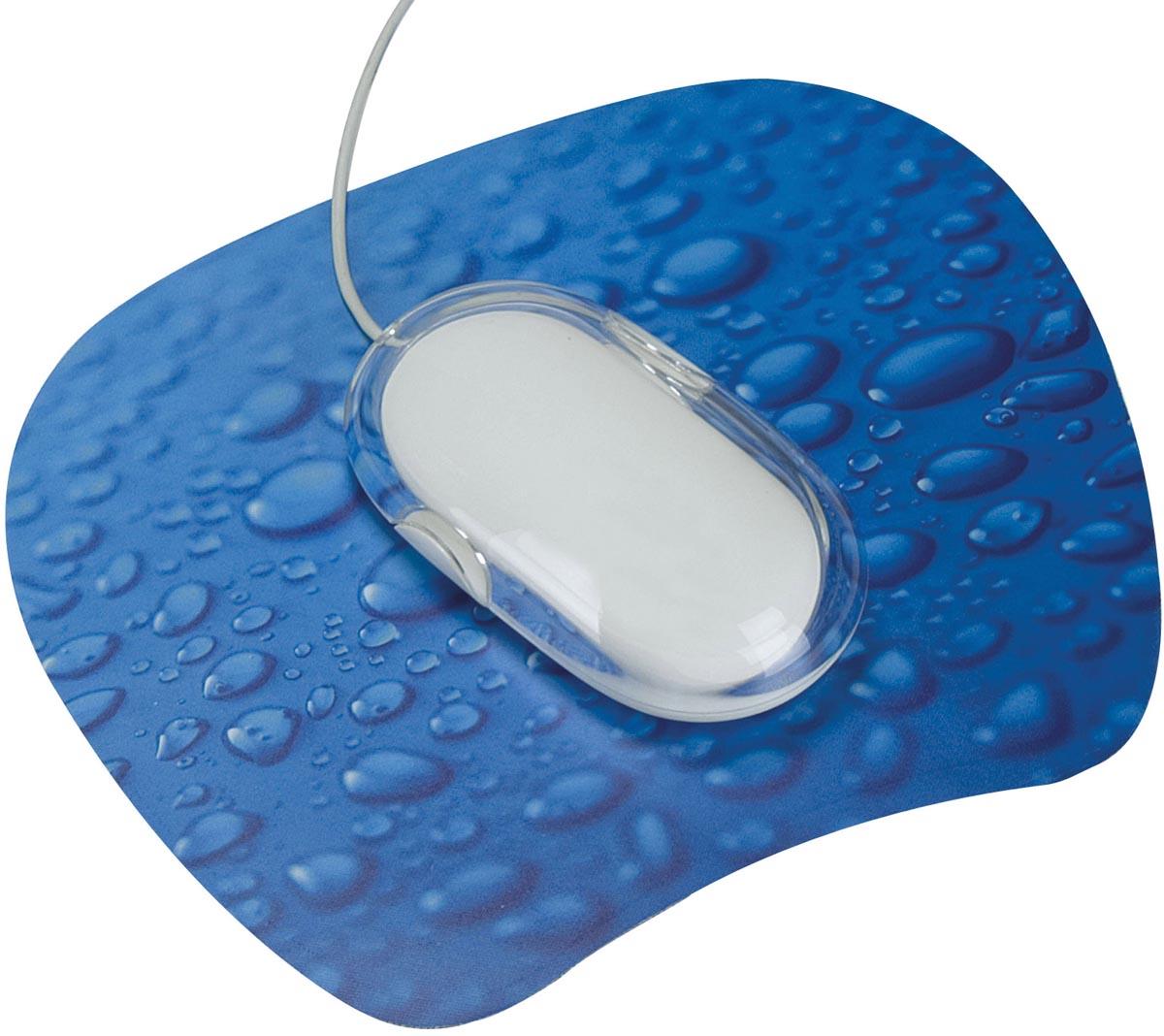 Q-CONNECT Muismat antislip regendruppels blauw