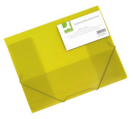 Q-CONNECT elastomap, A4, 3 kleppen en elastieken, transparant PP, geel