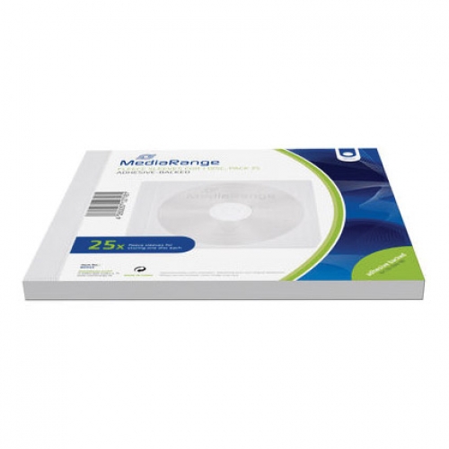 MediaRange geweven sleeves voor 1 disc, wit, 25-pack