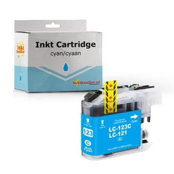 Huismerk voor Brother LC123C inktcartridge 10 ml. cyaan met chip - inktknaller