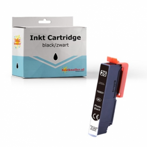 Huismerk Epson T2631 (26XL) 10 ml. inktcartridge foto zwart HC