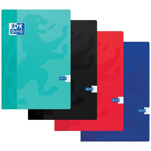 Oxford School schrift, ft A4, 72 bladzijden, geruit 5 mm, geassorteerde kleuren