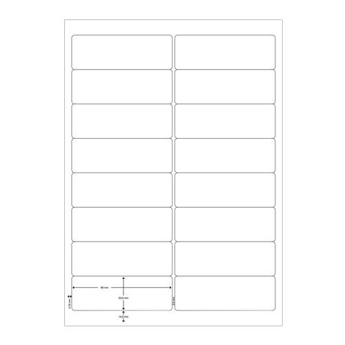 Q-CONNECT etiketten, wit, ronde hoeken, 99,1 x 33,9 mm, 100 vel, 16 etiketten per vel