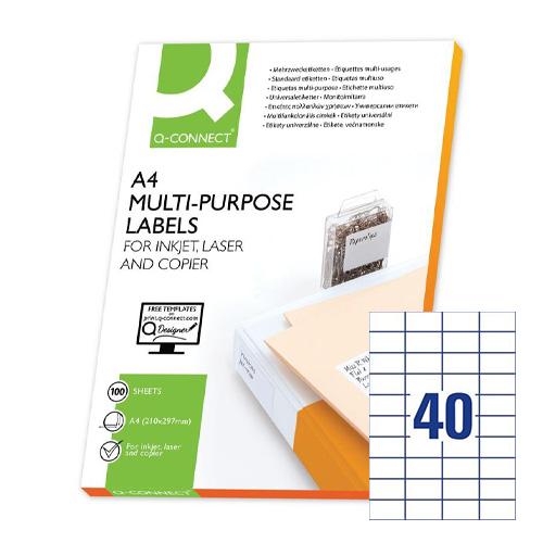 Q-CONNECT etiketten, wit, rechte hoeken, 48,5 x 25,4 mm, 100 vel, 40 etiketten per vel