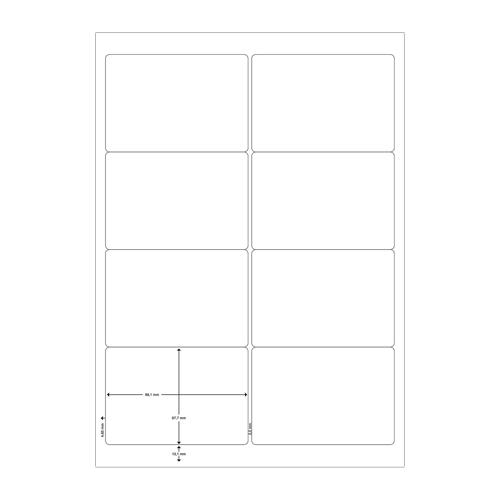 Q-CONNECT etiketten, wit, ronde hoeken, 99,1 x 67,7 mm, 100 vel, 8 etiketten per vel
