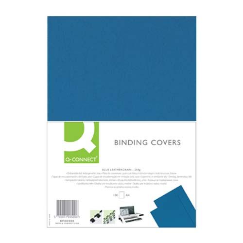 Q-CONNECT dekblad A4 leder 250 grams 100 stuks blauw