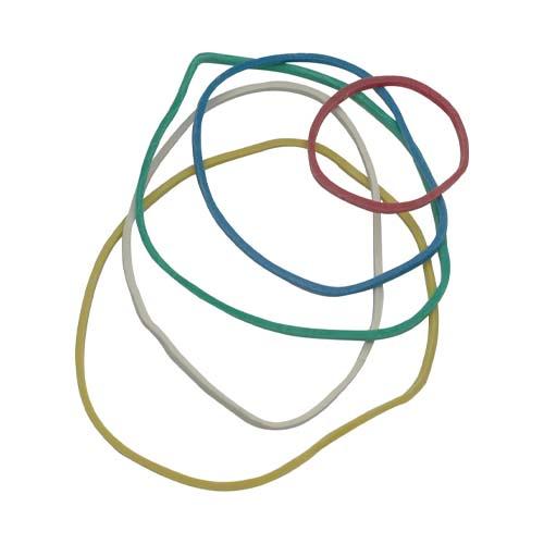 Q-CONNECT elastieken, breedte 1,5 mm, verschillende lengtes, 15 g, geassorteerde kleuren