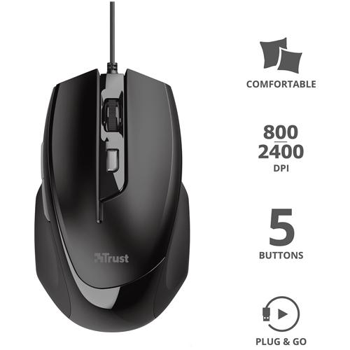 Trust Voca Comfort muis, zwart